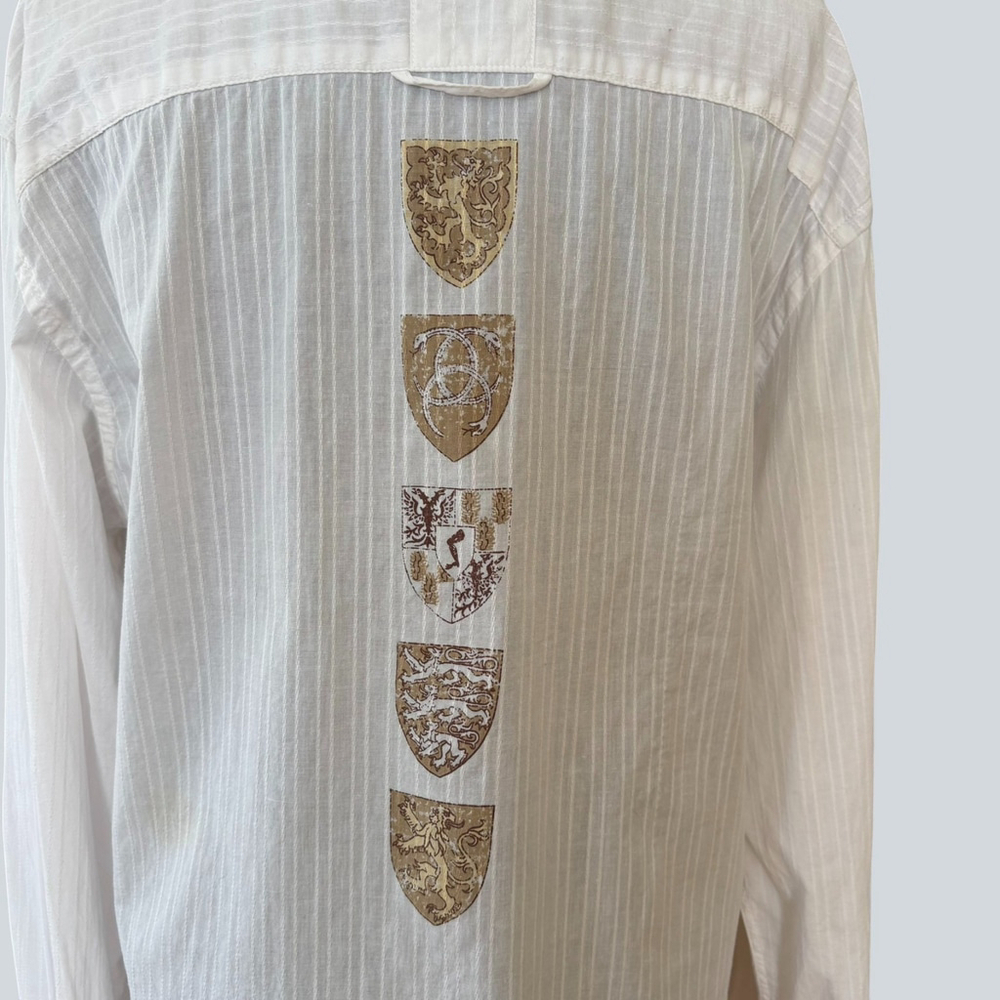 English Laundry Christopher Wicks Cream Embroidered Shirt Large - Picture 11 of 14